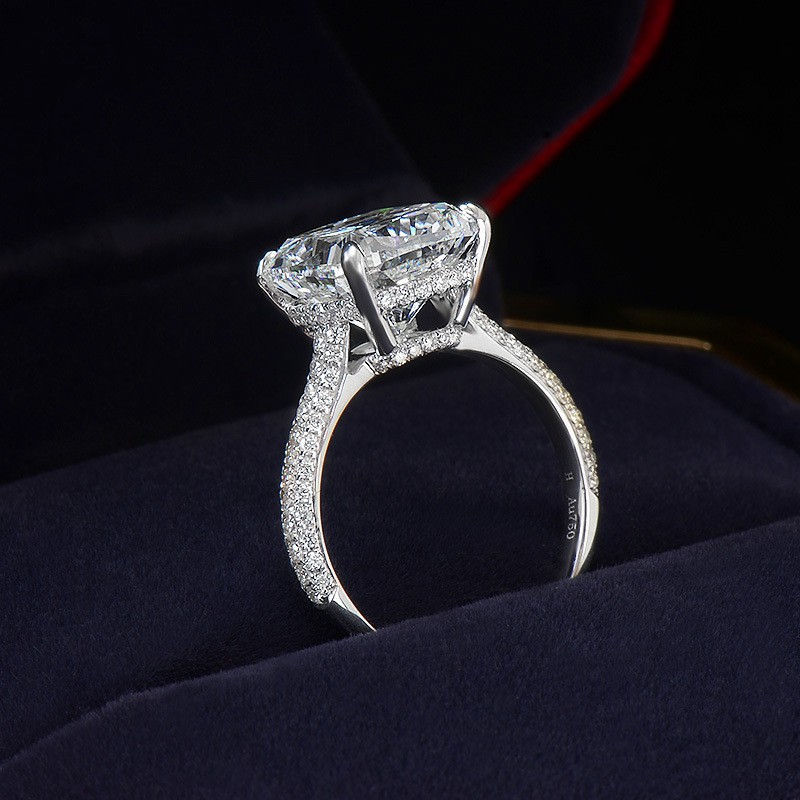 Moissanite simulation diamond ring female copper plated platinum high carbon diamond ring bull head diamond ring wedding ring