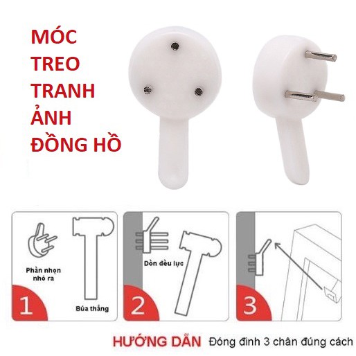 10 Móc Treo Đinh 3 Chân Đóng Tường, Treo Tranh, Ảnh, Đồng Hồ Chắc Chắn, Tiện Dụng, Nhanh Chóng - TakyHome 2220Set10