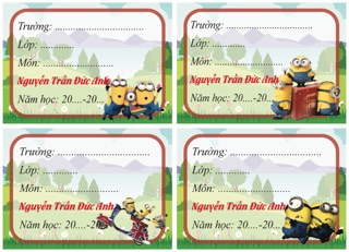 Nhãn vở cho BÉ TRAI