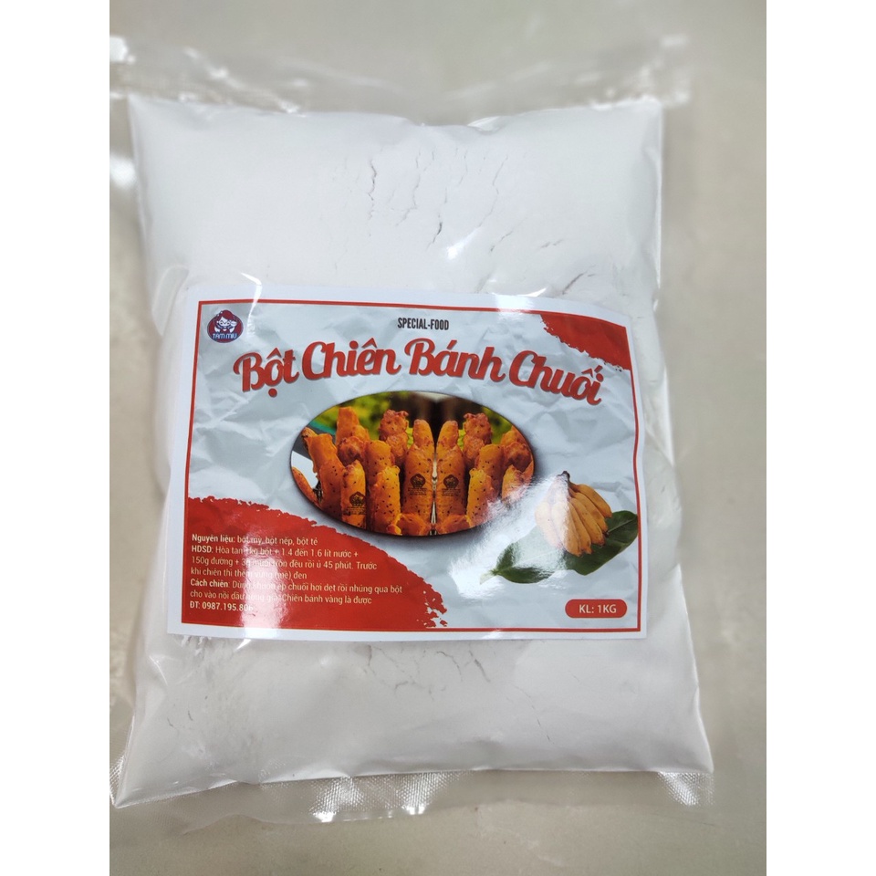 Bột chiên bánh chuối 1kg, trộn sẵn về chỉ việc chiên