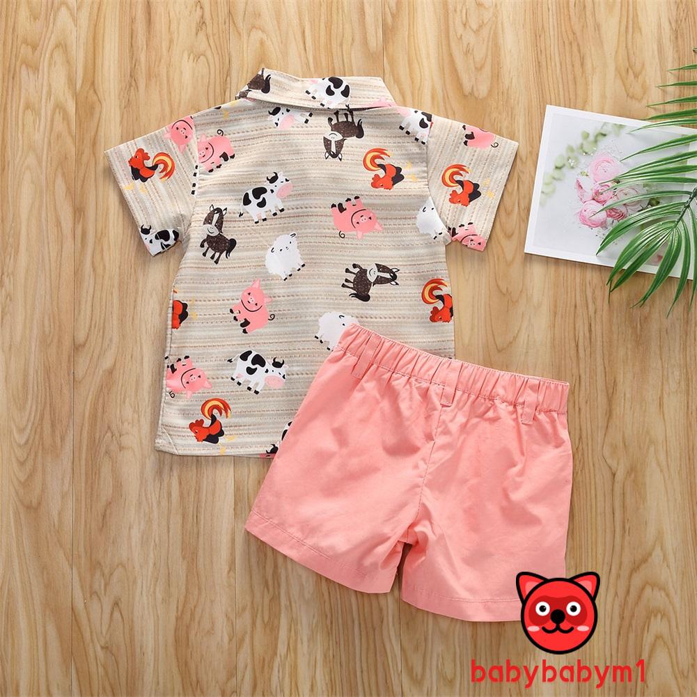 Set Áo Thun Ngắn Tay Cổ Tròn + Quần Short Thời Trang Cho Bé Trai