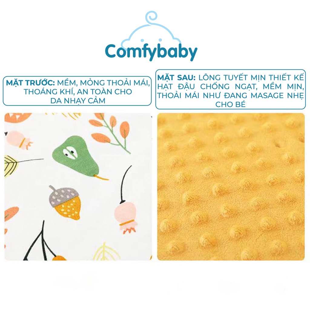 Chăn cho bé 2 mặt muslin - lông tuyết mềm mịn thiết kế hạt đậu chống ngạt chính hãng Comfybaby CHAN015