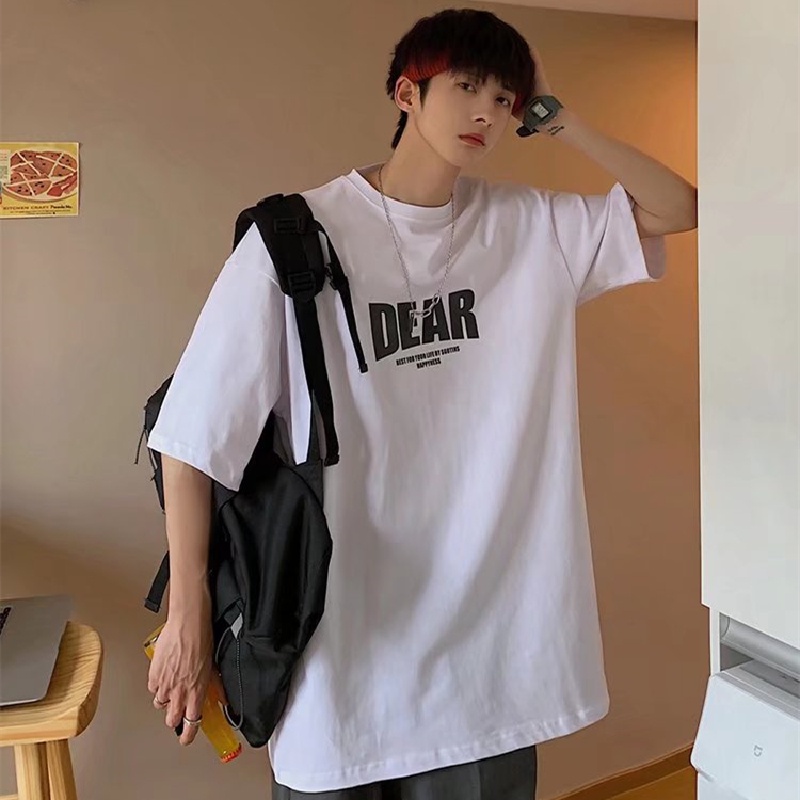 Áo Thun Tay Ngắn Dáng Rộng In Chữ Phong Cách Hip Hop Hàn Quốc Thời Trang Mùa Hè Cho Nam size M-5XL