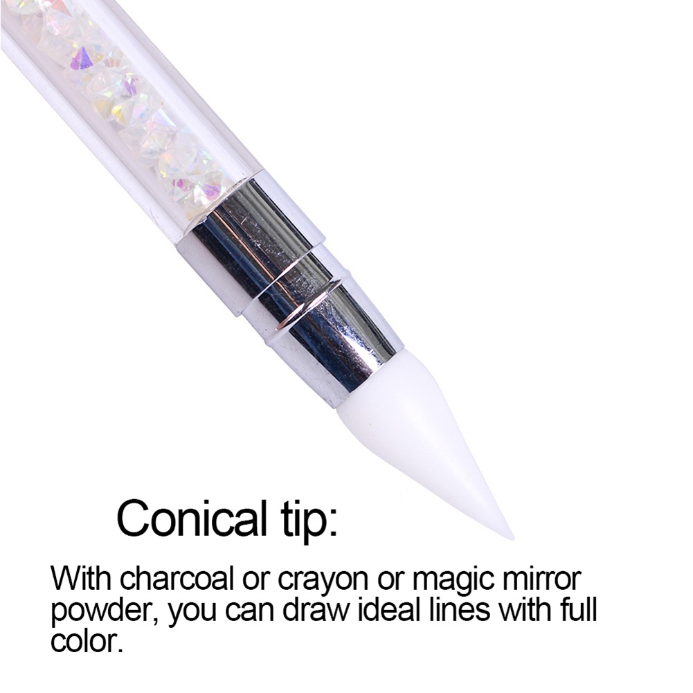 Bút Hai Đầu Nhọn Bằng Silicone Đính Đá Trang Trí Móng Nghệ Thuật