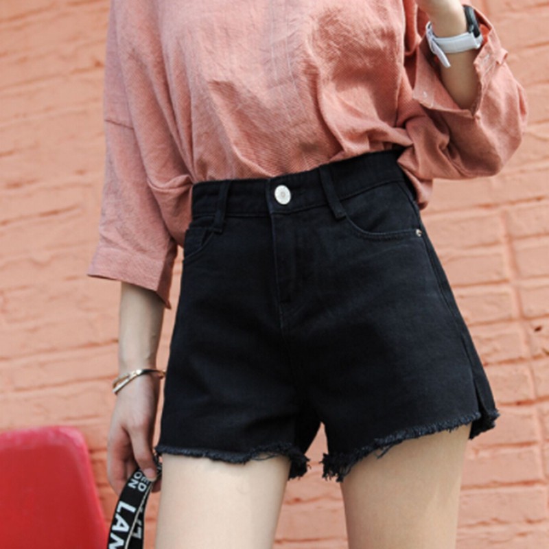 Quần short jeans ống rộng xẻ tà thời trang cho nữ