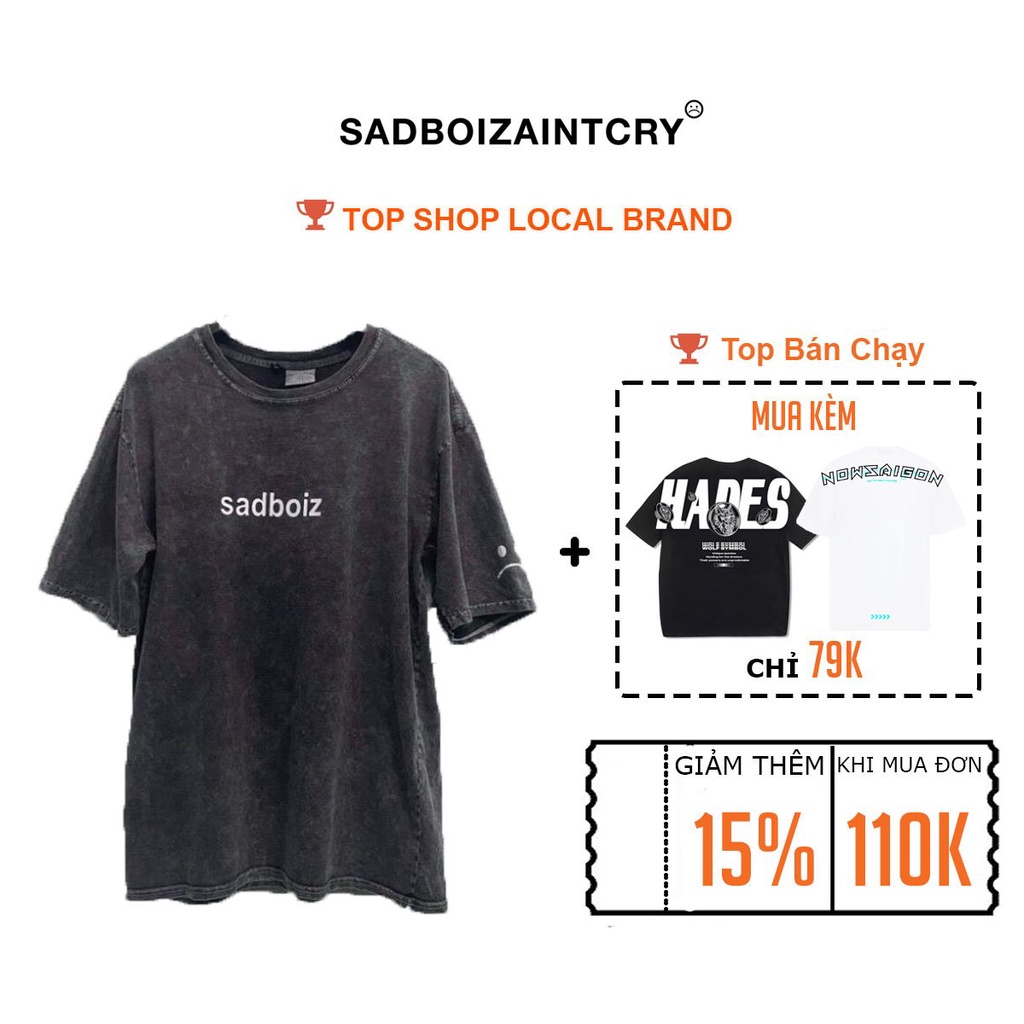[Full Tag Hãng] Áo thun Sadboiz wash acid tee sad story local brand full tag phông unisex form rộng ulzaang streetwear