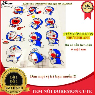 [ẢNH THẬT] 1 TẤM TEM NỔI, DECAL DÁN HÌNH DOREMON GỒM 12 ICON CỰC DỄ THƯƠNG - TEM NỔI KIỂU 3D CHỐNG NƯỚC VÀ KHÔNG PHAI