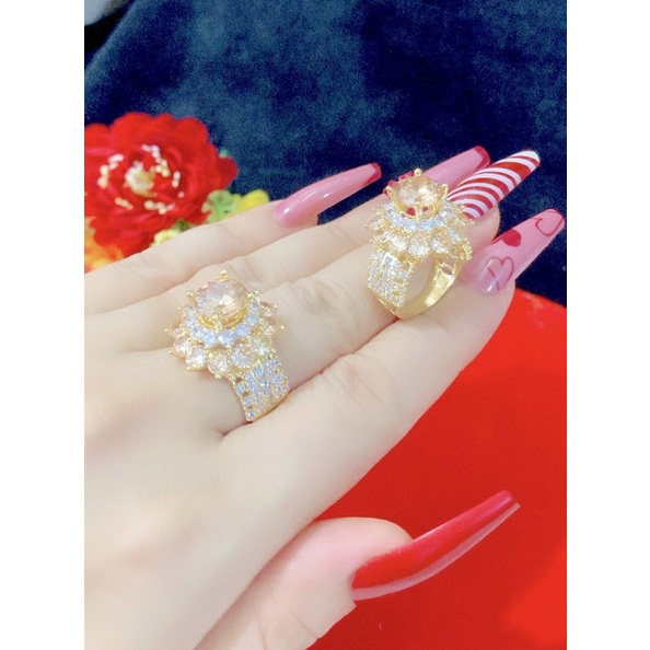 Nhẫn hoa trà cao cấp 085.10 bền màu, sang trọng quý phái