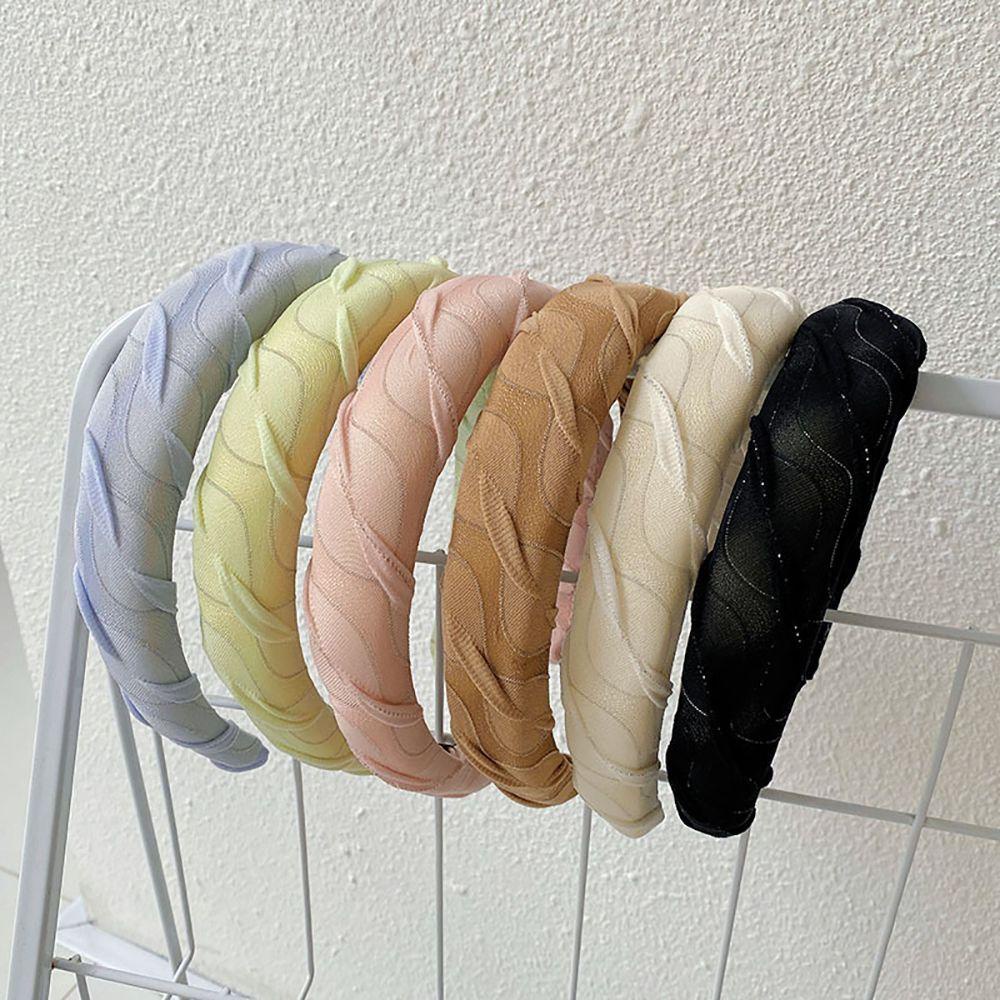 Băng Đô Cài Tóc Bằng Satin Viền Rộng Họa Tiết Kẻ Sọc Màu Sắc Ngọt Ngào Xinh Xắn Cho Nữ