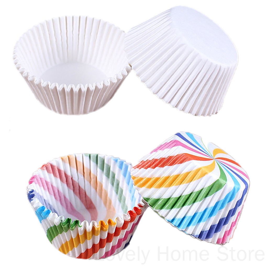 Set 100 Đế Giấy Lót Bánh Cupcake Nhiều Màu