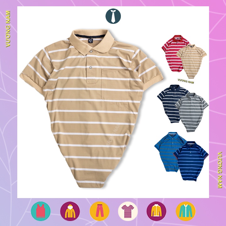 Áo thun nam trung niên polo form rộng tay ngắn có cổ cotton đẹp VN44L