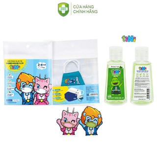 Khẩu trang thời trang chống nắng vải sợi tre 3 lớp cho bé tiNi - Size XS kèm Gel rửa tay khô 60ml