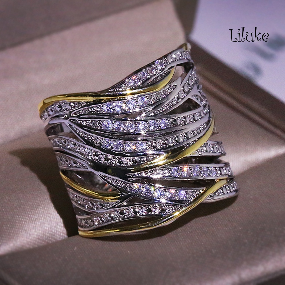 Nhẫn Hợp Kim Đính Đá Nhiều Lớp Xinh Xắn Cho Nữ