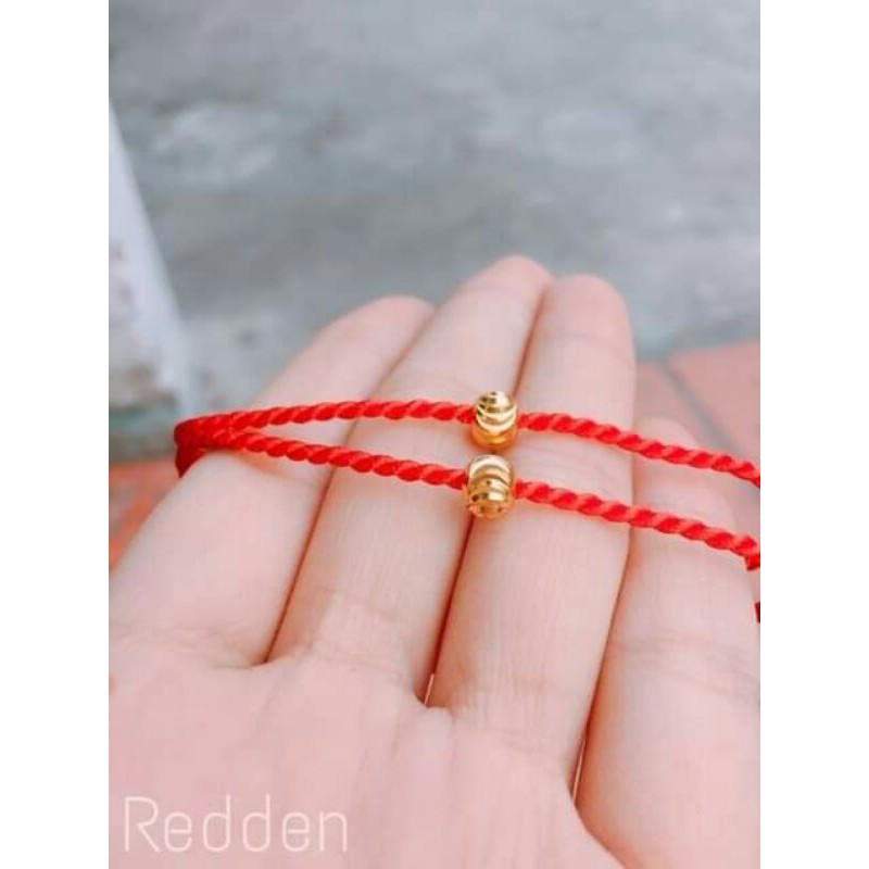 VÒNG TAY CHỈ ĐỎ BI BẠC MẠ VÀNG 6LI MAY MẮN