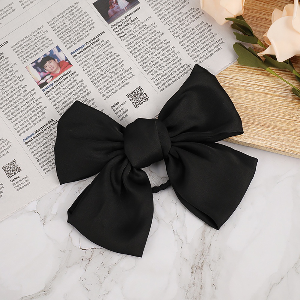 Dây Cột Tóc Màu Trơn Đính Nơ To Thời Trang Cho Nữ