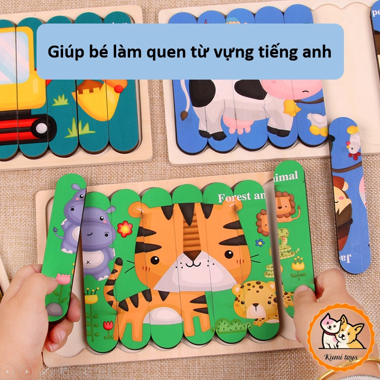 Đồ Chơi Ghép Hình Que Gỗ 2in1 Độc Đáo Cho Bé Yêu Phát Triển Trí Tuệ Kumi Toys