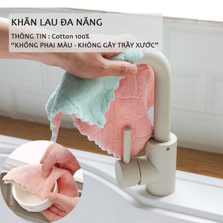 Khăn lau đa năng 2 mặt, khăn lau bếp mềm mại thấm hút nước (set 10 chiếc)