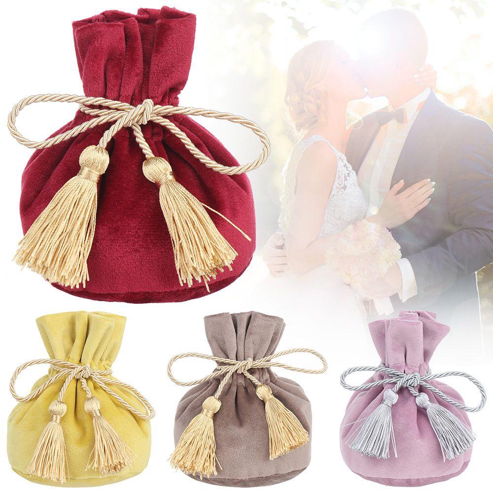 Btlimer Túi Dây Rút Đựng Kẹo Phối Tua Rua Tinh Tế Thời Trang