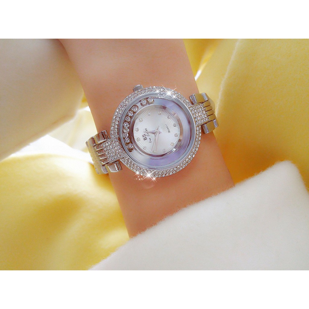 Đồng hồ nữ đẹp BEE SISTER, đồng hồ nữ chính hãng, mặt tròn, đính đá cao cấp, siêu sang, không thấm nước