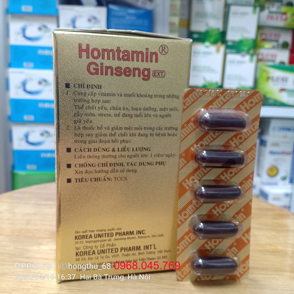 Homtamin Ginseng hộp 12 vỉ x 5 viên nang mềm
