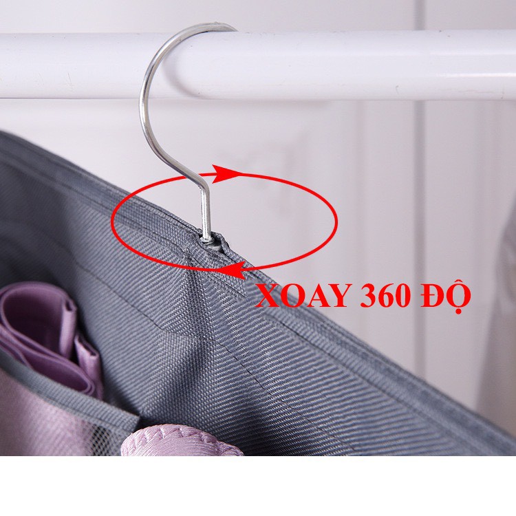 Túi Lưới Treo Đồ Lót Tất Vớ 2 Mặt 30 Ô Có Móc Treo Xoay 360 Độ Tiện Lợi