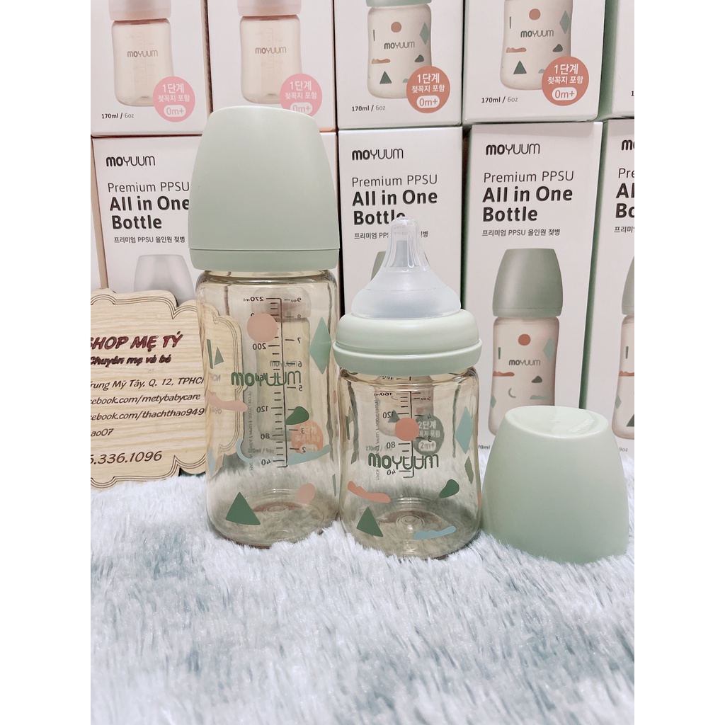 Bình Sữa Moyuum phiên bản Trơn Gold (vàng) và Cloud (đám mây) size 170ml/ 270ml kèm núm ti Moyuum Hàn Quốc