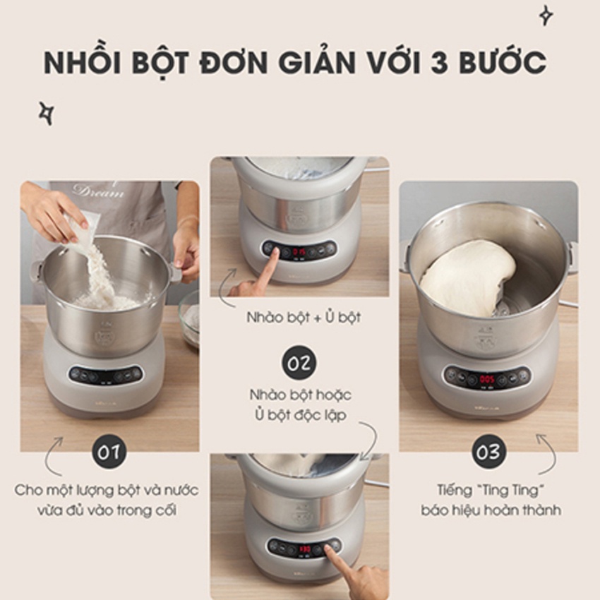 Máy Nhào Trộn Bột Tự Động Bear 5L - Bảo hành 12 tháng