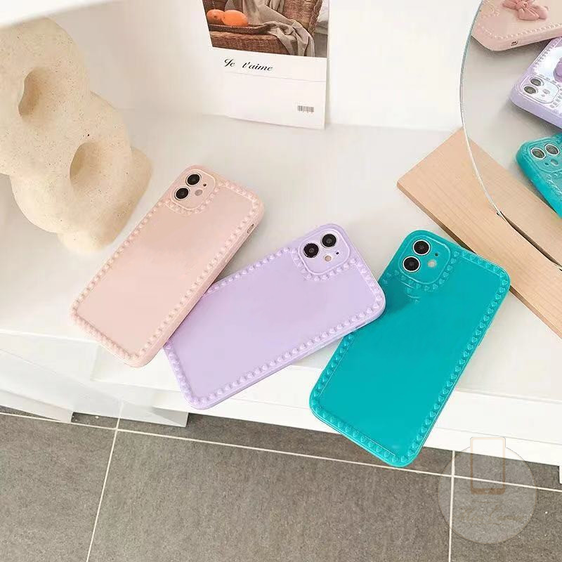 Ốp lưng dạng vuông viền trái tim bảo vệ camera cho iPhone 12 11ProMax 6 6S 7 8 Plus X XS XR XSMax SE2020 | BigBuy360 - bigbuy360.vn