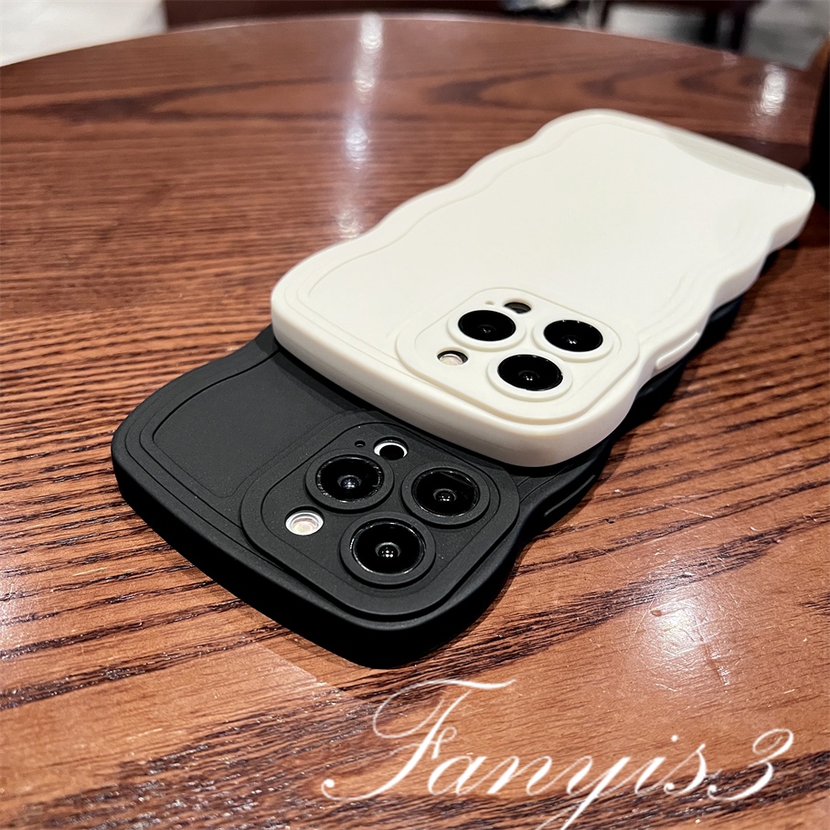 Ốp Điện Thoại TPU Mềm Màu Trơn Đơn Giản Viền Lượn Sóng Cho IPhone 14 13 12 11 Pro Max X XR Xs Max 8 7 Plus SE 2020