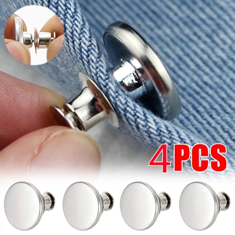 Set 4 Nút Cài Quần Áo Có Thể Điều Chỉnh Phong Cách Retro