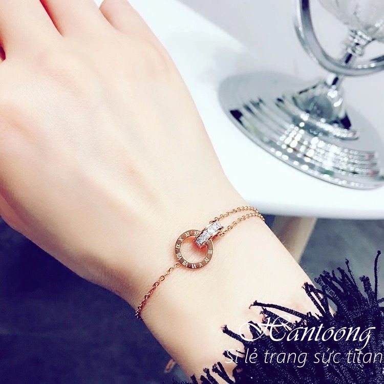 Lắc tay titan nữ không gỉ khắc số la mã vòng tay nữ phong cách ins hàn quốc