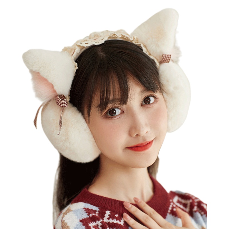 Bông Chụp Tai Hình Tai Mèo Phong Cách Lolita Dễ Thương
