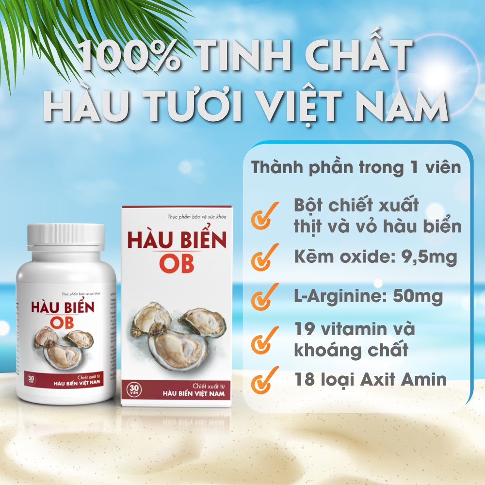 Hàu Biển OB Chính Hãng - Tinh Chất Hàu Biển - Cải Thiện Sinh Lý Nam, Xuất Tinh Sớm, Rối Loạn Cương Dương ( Hộp 30 Viên )