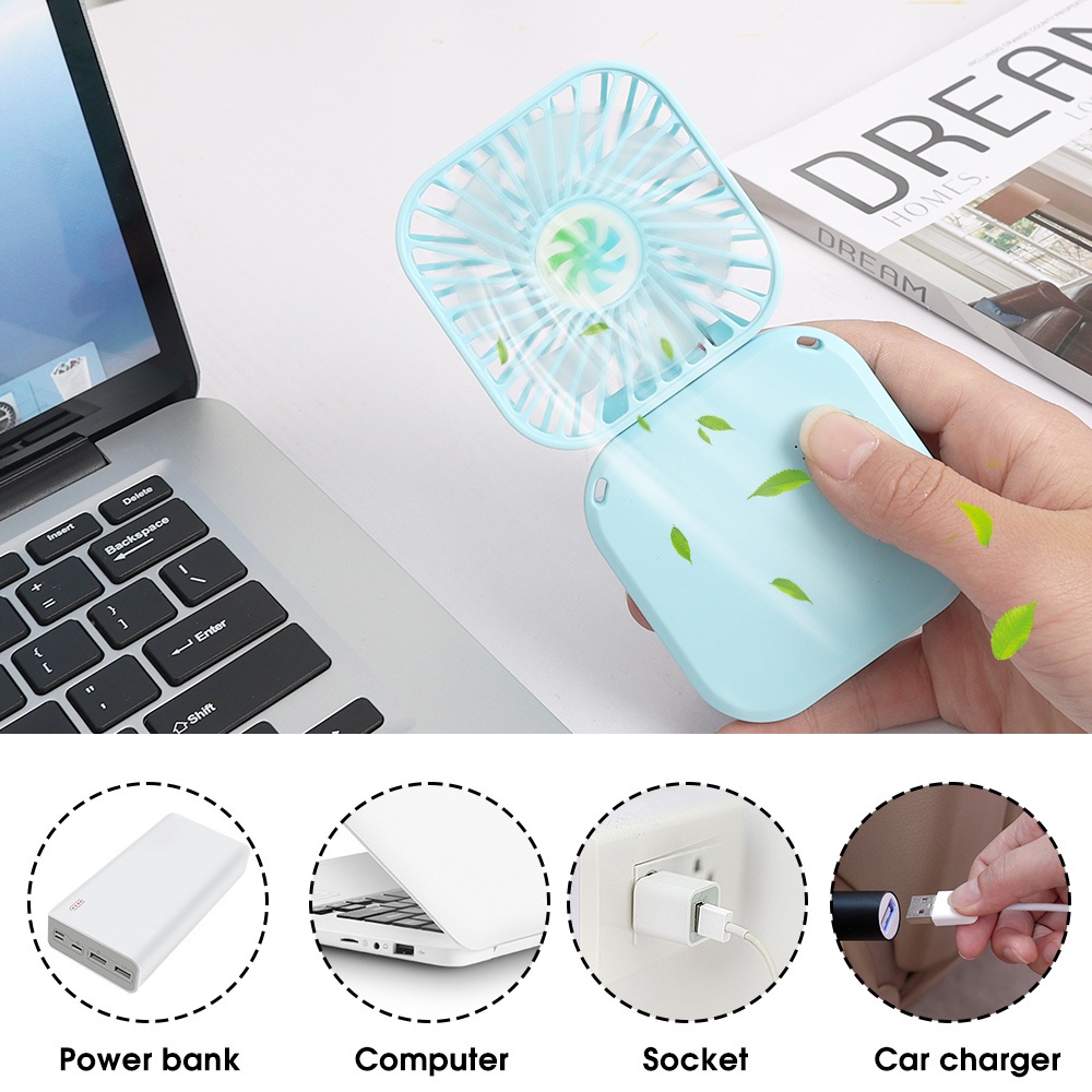 Quạt Điện Mini Làm Mát Đeo Cổ / Cầm Tay Gấp Được Đa Năng Sạc Cổng USB Thiết Kế Mới Dùng Khi Chơi Thể Thao Ngoài Trời