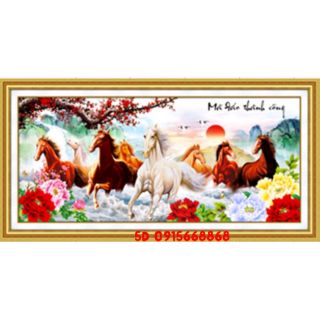 Tranh thêu chữ thập mã đáo thành công kt 200*95cm