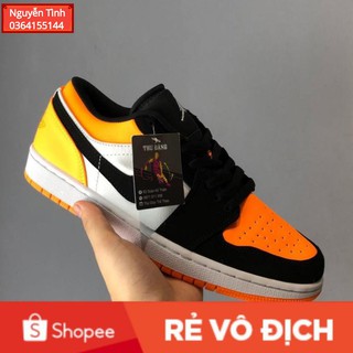 Giày thể thao sneaker Jodan trắng cam cổ thấp full box