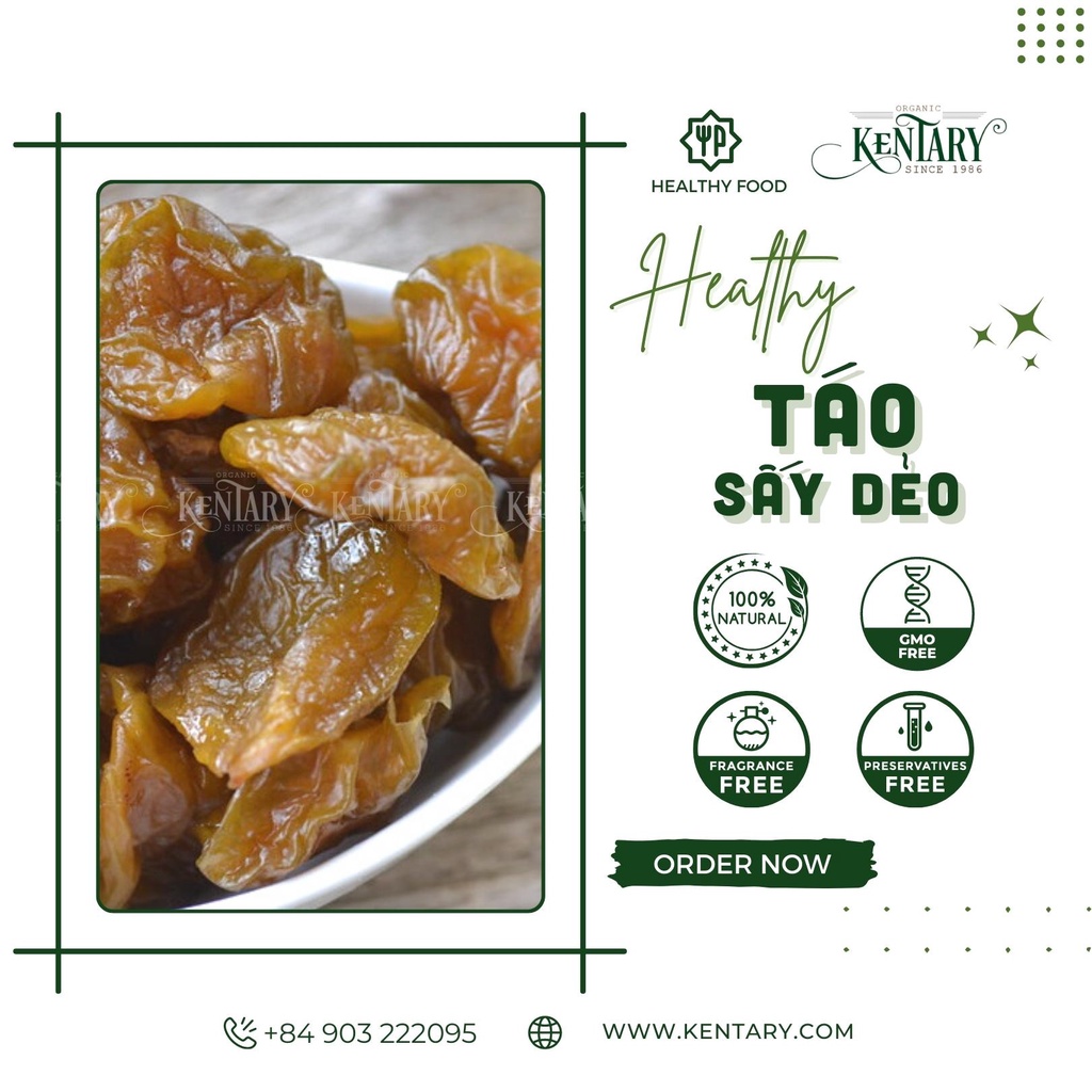 Táo Xanh Sấy Dẻo Kentary - Vị Chua Ngọt - Đồ Ăn Vặt Healthy - Túi 200gr