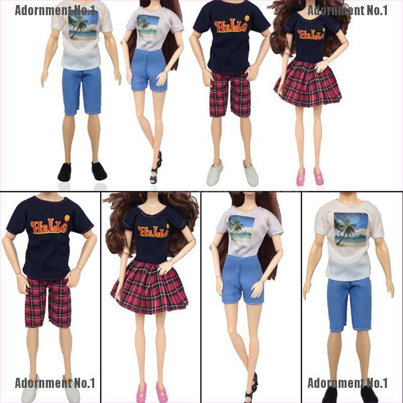 Set áo thun ngắn tay cổ tròn + Quần short đáng yêu cho búp bê