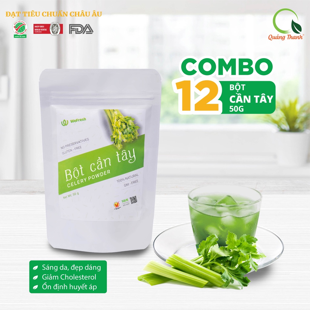 Combo Gói Bột Cần Tây Quảng Thanh - Sáng da, đẹp dáng, detox cơ thể - Gói 50g