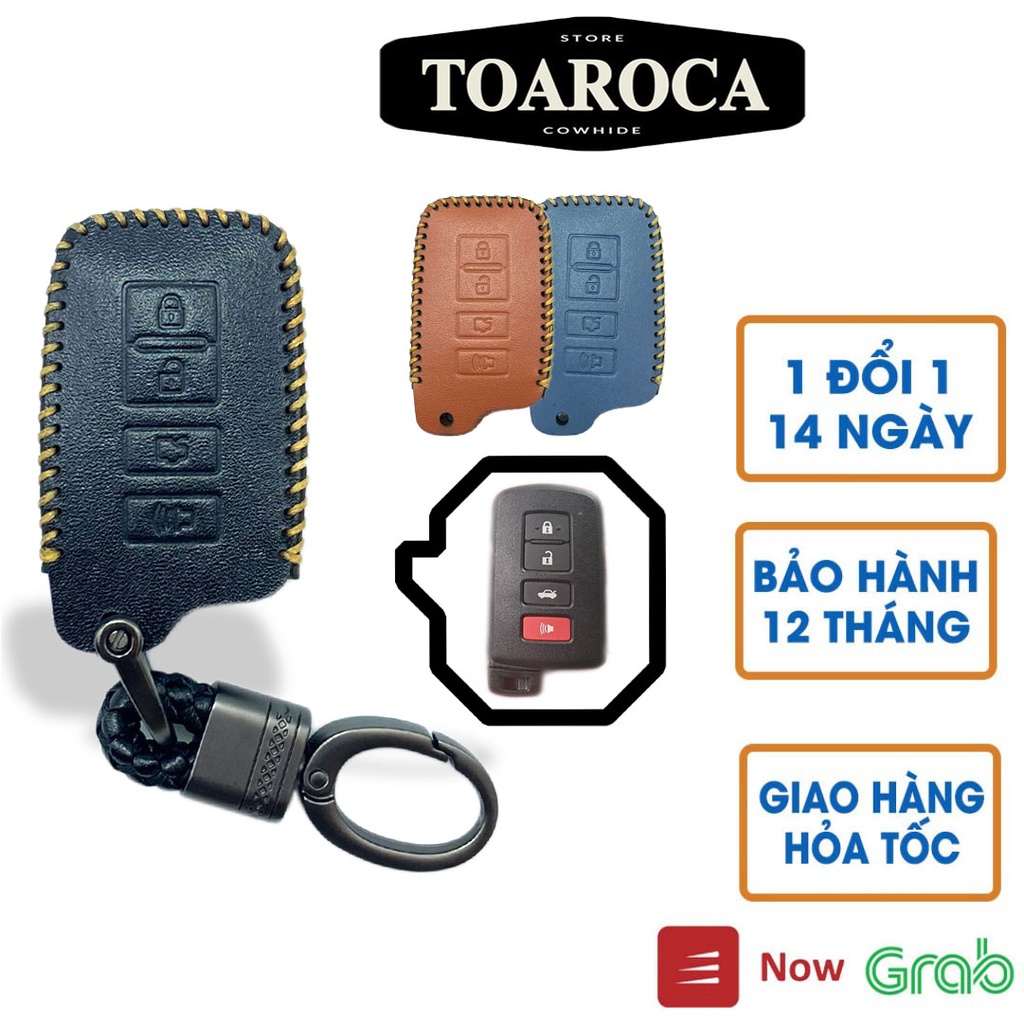 Bao Da Chìa Khóa ô tô Smartkey Toyota Altis 2019-20,Camry 2012,14,15,16, Highlander Da Bò Cao Cấp Handmade Toaroca