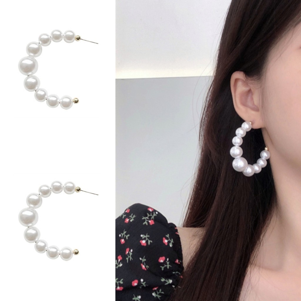 Bông Tai Đính Ngọc Trai Xinh Xắn Theo Phong Cách Hàn Quốc A0011