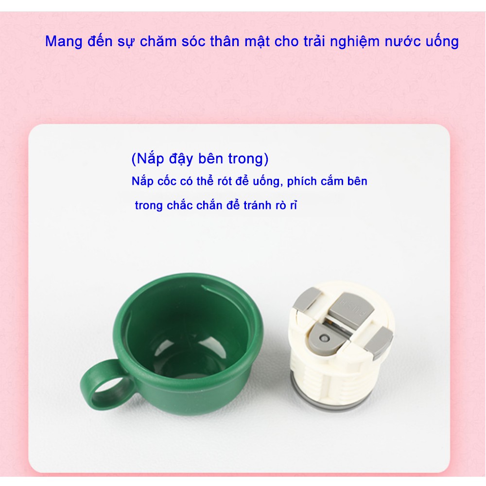 Bình giữ nhiệt học sinh có túi đựng - Túi mang bình nước đi học dung tích 600ML cốc cơm học sinh