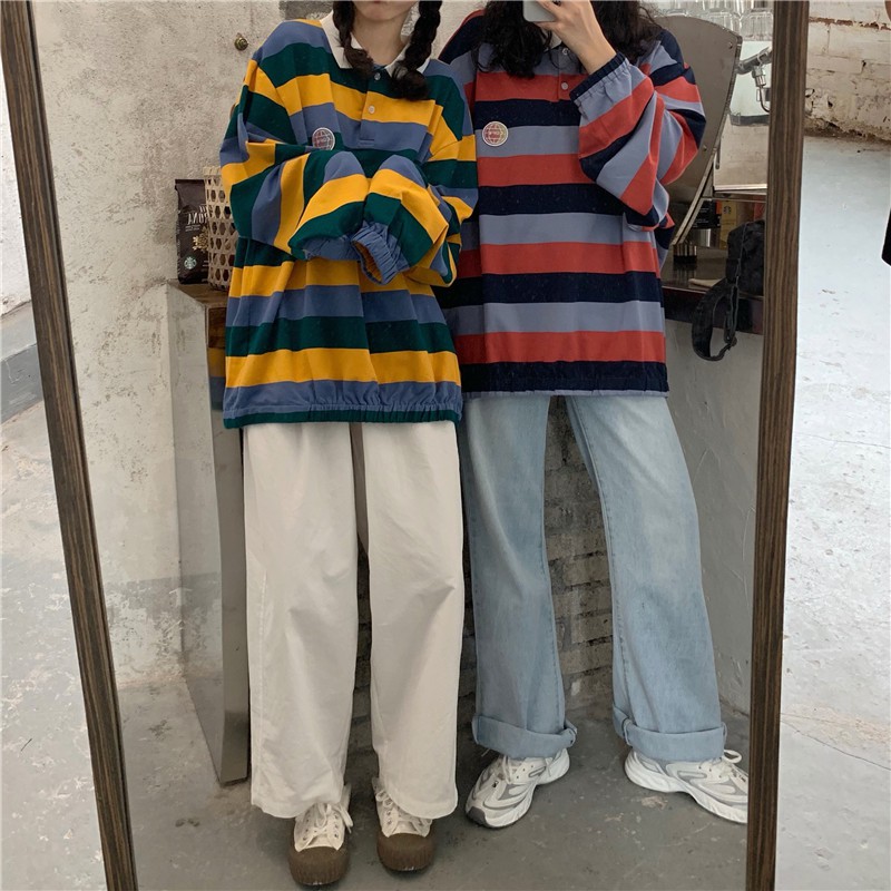 Đầm nữ dài tay cổ bẻ form rộng thời trang Hàn | BigBuy360 - bigbuy360.vn