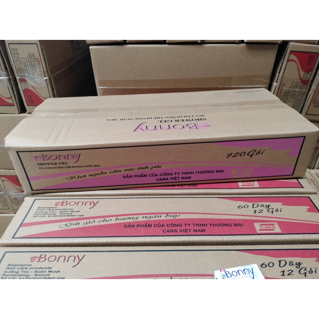 Sữa tắm nước hoa thơm lâu BONNY, sữa tắm gói dưỡng ẩm và làm sạch da dùng trong khách sạn combo 100 gói rời hàng lỗi nhỏ