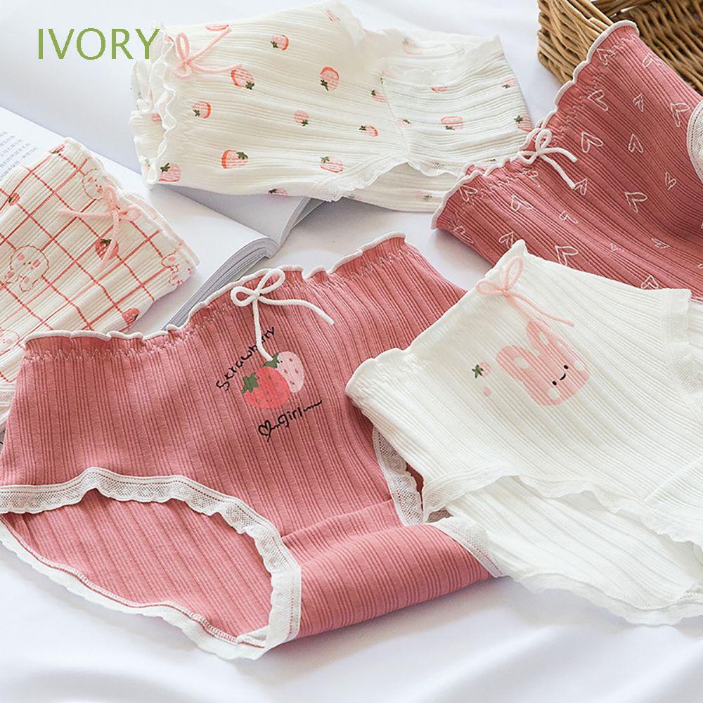Quần lót thoáng khí thoải mái in họa tiết caro/thỏ dễ thương cho nữ