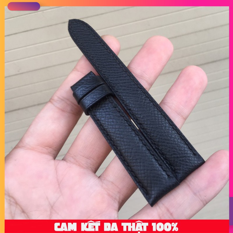 Dây Đồng Hồ Da Bò Epsom Cao Cấp Chống Bám Bụi Màu Đen DOHA