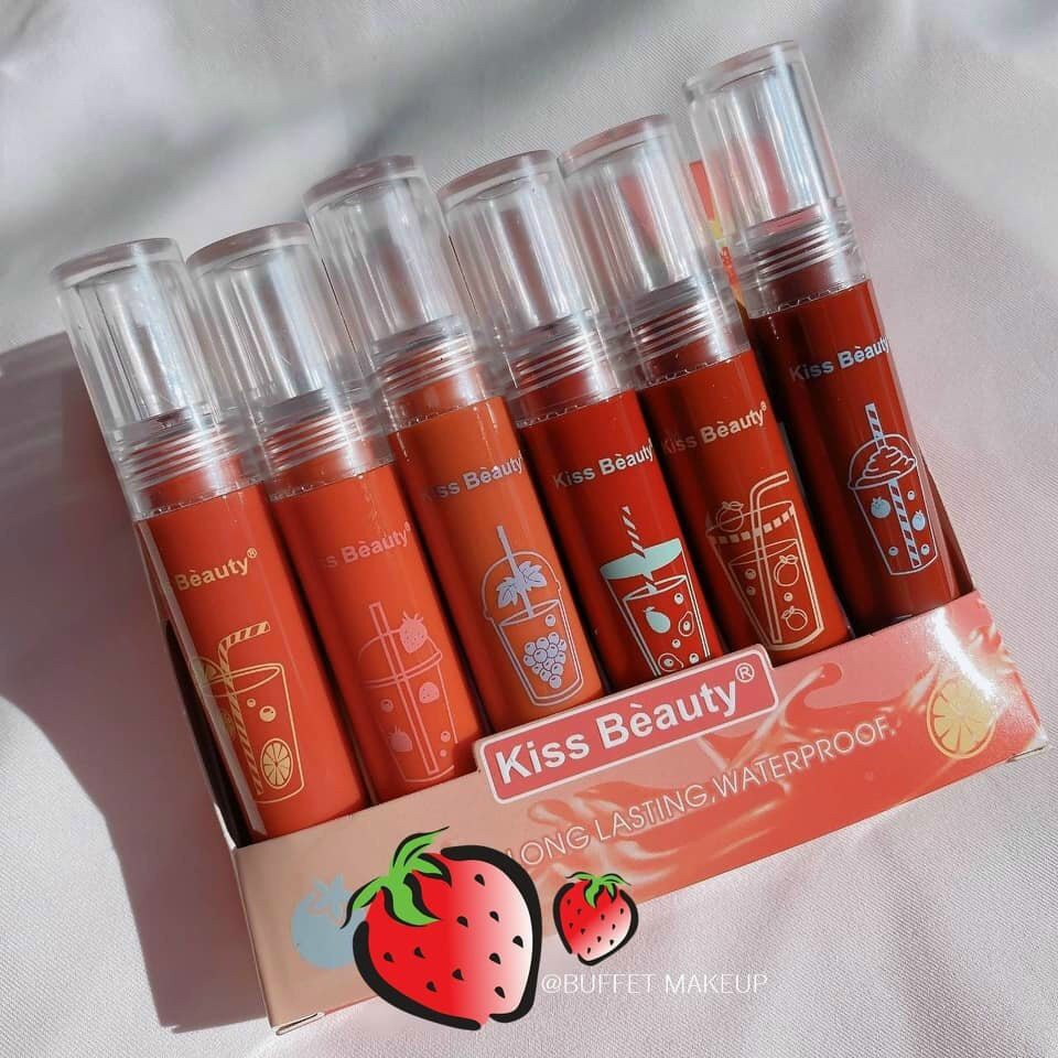 Set Son Kem KISS BEAUTY Juice 6 Cây chất son lì siêu sang