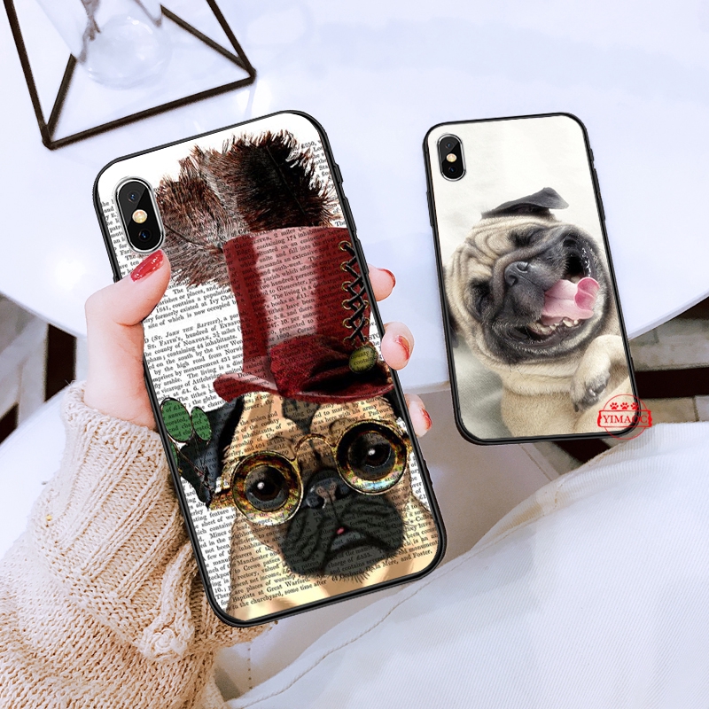 Ốp điện thoại mềm in hình chó Pug xinh xắn dành cho iPhone XS Max XR X 11 Pro 7 8 6 6S Plus 96C