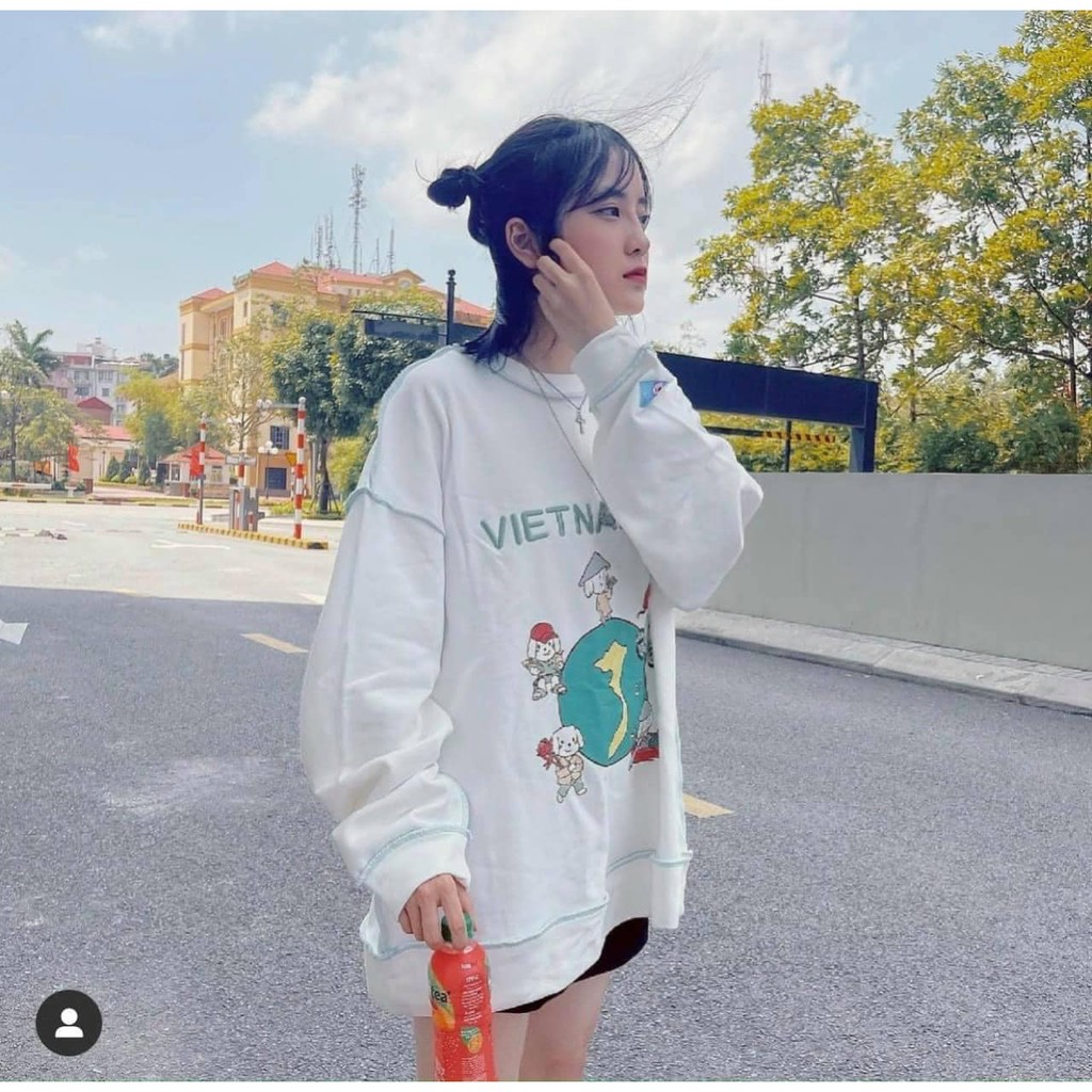 [FREESHIP 50K] Áo Nỉ Sweater Chỉ Nổi In Việt Nam 🇻🇳 Áo Nỉ Cổ Tròn Form Rộng Tay Bồng Unisex(kèm ảnh thật) | BigBuy360 - bigbuy360.vn