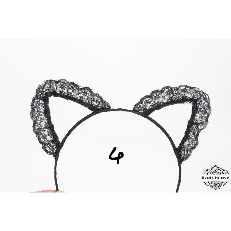 Đồ cài tóc hóa trang thành mèo thiết kế phối ren từ hợp kim quyến rũ dành cho nữ